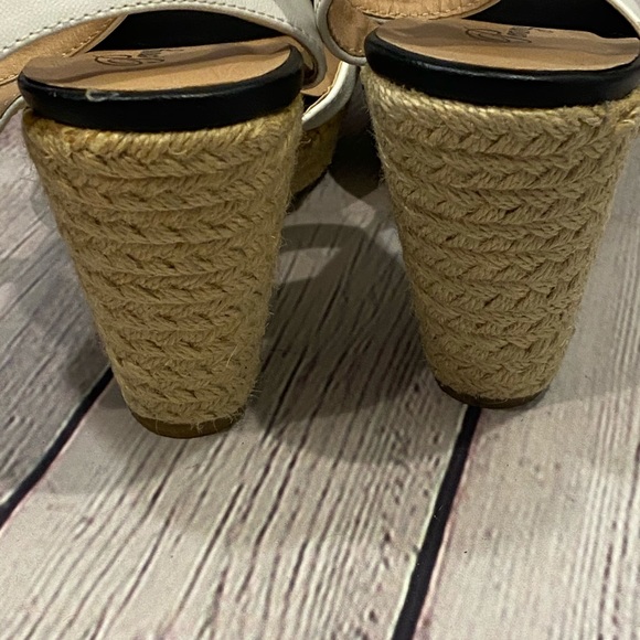 PENNY LOVES KENNY White Ankle Strap Vegan Leather Peeptoe Espadrille Wedges-7.5 - Picture 4 of 5